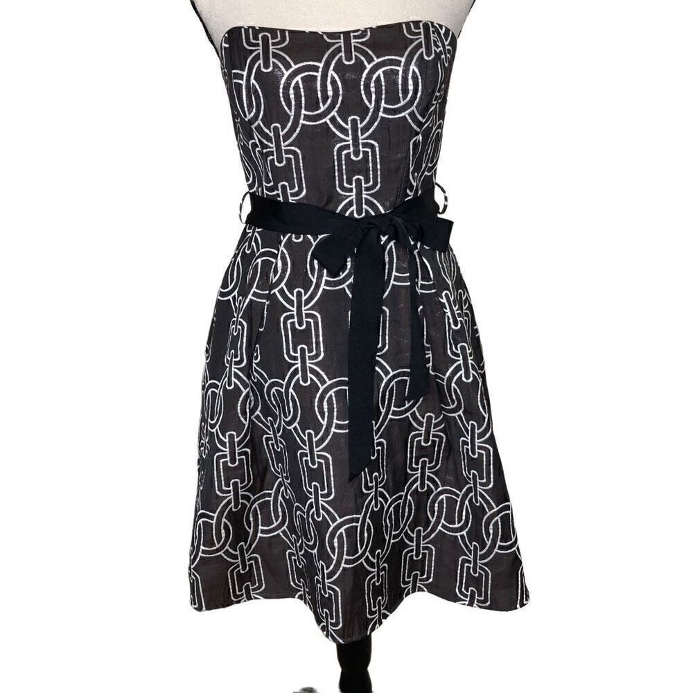 Anthropologie Corey Lynn Calter Dk Brown & Silver Strapless Cocktail Dress 6
